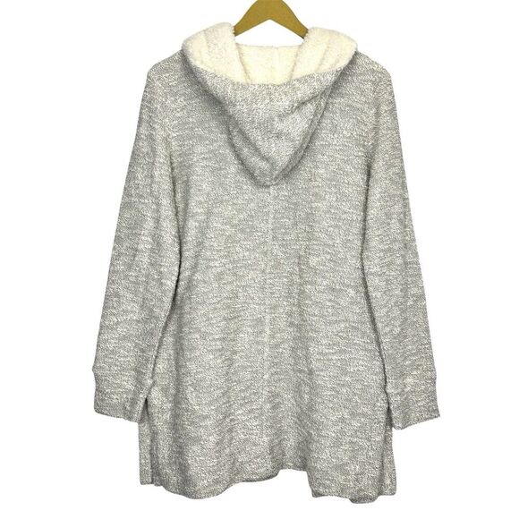 LOFT Womens Sherpa Lined Hooded Open Front Cardigan Size M Neutral Color Pockets - Picture 5 of 10